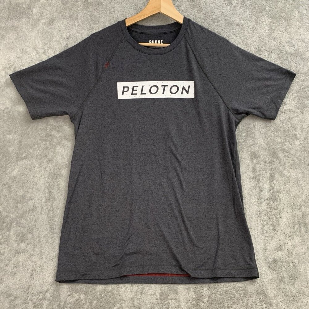 Rhone Reign Shirt Mens Medium Short Sleeve Crewneck Peleton Gray Workout Gym
